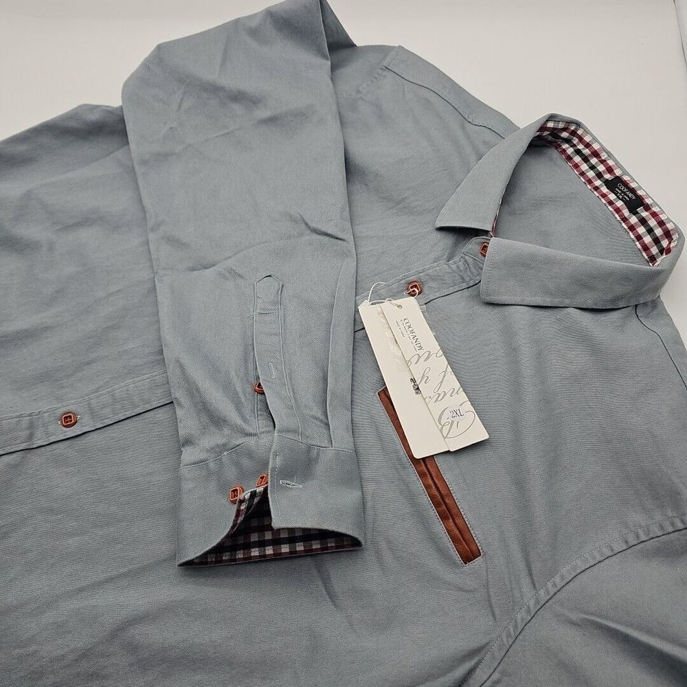 Coofandy Men's Gray Denim Weight Gray Shirt 50% Cotton, 48% Poly, 2% Span Size X